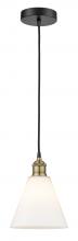 Innovations Lighting 616-1P-BAB-GBC-81-LED - Berkshire - 1 Light - 8 inch - Black Antique Brass - Cord hung - Mini Pendant