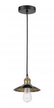 Innovations Lighting 616-1P-BAB-M17-BK - Scallop - 1 Light - 8 inch - Black Antique Brass - Cord Hung - Mini Pendant