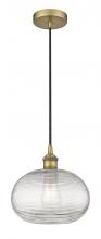 Innovations Lighting 616-1P-BB-G555-10CL - Ithaca - 1 Light - 10 inch - Brushed Brass - Cord hung - Mini Pendant