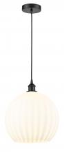 Innovations Lighting 616-1P-BK-G1217-14WV - White Venetian - 1 Light - 14 inch - Matte Black - Cord Hung - Pendant