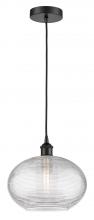Innovations Lighting 616-1P-BK-G555-12CL - Ithaca - 1 Light - 12 inch - Matte Black - Cord hung - Mini Pendant