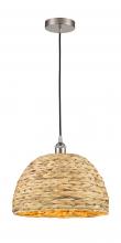 Innovations Lighting 616-1P-SN-RBD-16-NAT - Woven Rattan - 1 Light - 16 inch - Brushed Satin Nickel - Cord hung - Mini Pendant