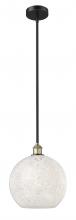 Innovations Lighting 616-1S-BAB-G1216-12WM - White Mouchette - 1 Light - 12 inch - Black Antique Brass - Stem Hung - Mini Pendant