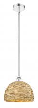 Innovations Lighting 616-1S-PC-RBD-12-NAT - Woven Rattan - 1 Light - 12 inch - Polished Chrome - Stem hung - Mini Pendant