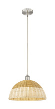 Innovations Lighting 616-1S-SN-NBD2-16-NAT - Bristol Natural II - 1 Light - 16 inch - Brushed Satin Nickel - Stem hung - Mini Pendant