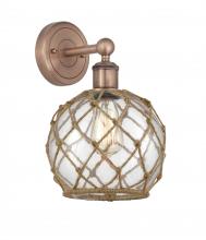 Innovations Lighting 616-1W-AC-G122-8RB - Farmhouse Rope - 1 Light - 8 inch - Antique Copper - Sconce