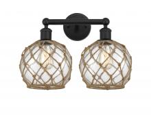 Innovations Lighting 616-2W-BK-G122-8RB - Farmhouse Rope - 2 Light - 17 inch - Matte Black - Bath Vanity Light