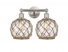 Innovations Lighting 616-2W-SN-G122-8RB - Farmhouse Rope - 2 Light - 17 inch - Brushed Satin Nickel - Bath Vanity Light