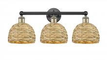 Innovations Lighting 616-3W-BAB-RBD-8-NAT - Woven Rattan - 3 Light - 26 inch - Black Antique Brass - Bath Vanity Light