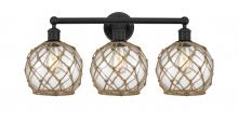 Innovations Lighting 616-3W-BK-G122-8RB - Farmhouse Rope - 3 Light - 26 inch - Matte Black - Bath Vanity Light