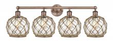 Innovations Lighting 616-4W-AC-G122-8RB - Farmhouse Rope - 4 Light - 35 inch - Antique Copper - Bath Vanity Light