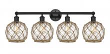 Innovations Lighting 616-4W-BK-G122-8RB - Farmhouse Rope - 4 Light - 35 inch - Matte Black - Bath Vanity Light