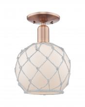 Innovations Lighting 716-1C-AC-G121-8RW - Farmhouse Rope - 1 Light - 8 inch - Antique Copper - Semi-Flush Mount