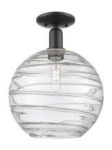 Innovations Lighting 716-1C-BK-G1213-12CL - Athens Deco Swirl - 1 Light - 12 inch - Matte Black - Semi-Flush Mount