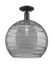 Innovations Lighting 716-1C-BK-G1213-14CL - Athens Deco Swirl - 1 Light - 14 inch - Matte Black - Semi-Flush Mount
