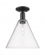 Innovations Lighting 716-1C-BK-GBC-124 - Berkshire Glass - 1 Light - 12 inch - Matte Black - Semi-Flush Mount