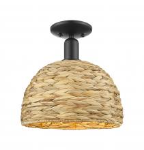 Innovations Lighting 716-1C-BK-RBD-12-NAT - Woven Rattan - 1 Light - 12 inch - Matte Black - Semi-Flush Mount