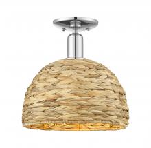 Innovations Lighting 716-1C-PC-RBD-12-NAT - Woven Rattan - 1 Light - 12 inch - Polished Chrome - Semi-Flush Mount