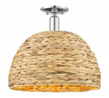 Innovations Lighting 716-1C-PC-RBD-16-NAT - Woven Rattan - 1 Light - 16 inch - Polished Chrome - Semi-Flush Mount