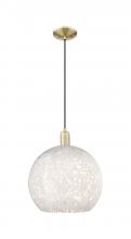 Innovations Lighting 716-1P-AB-G1216-14WM - White Mouchette - 1 Light - 14 inch - Antique Brass - Cord hung - Mini Pendant