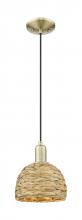 Innovations Lighting 716-1P-AB-RBD-8-NAT - Woven Rattan - 1 Light - 8 inch - Antique Brass - Mini Pendant