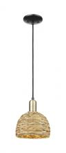 Innovations Lighting 716-1P-BAB-RBD-8-NAT - Woven Rattan - 1 Light - 8 inch - Black Antique Brass - Mini Pendant