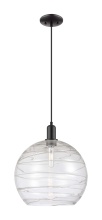 Innovations Lighting 716-1P-BK-G1213-14CL - Athens Deco Swirl - 1 Light - 14 inch - Matte Black - Cord hung - Mini Pendant