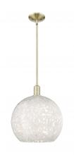 Innovations Lighting 716-1S-AB-G1216-14WM - White Mouchette - 1 Light - 14 inch - Antique Brass - Stem hung - Mini Pendant