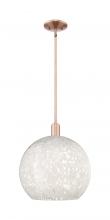 Innovations Lighting 716-1S-AC-G1216-14WM - White Mouchette - 1 Light - 14 inch - Antique Copper - Stem hung - Mini Pendant
