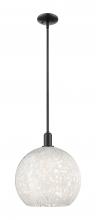 Innovations Lighting 716-1S-BK-G1216-14WM - White Mouchette - 1 Light - 14 inch - Matte Black - Stem hung - Mini Pendant
