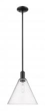 Innovations Lighting 716-1S-BK-GBC-124 - Berkshire Glass - 1 Light - 12 inch - Matte Black - Stem hung - Mini Pendant
