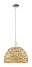 Innovations Lighting 716-1S-PN-RBD-16-NAT - Woven Rattan - 1 Light - 16 inch - Polished Nickel - Stem hung - Mini Pendant
