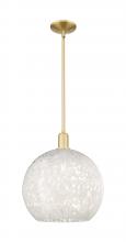 Innovations Lighting 716-1S-SG-G1216-14WM - White Mouchette - 1 Light - 14 inch - Satin Gold - Stem hung - Mini Pendant