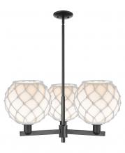 Innovations Lighting 716-3CR-BK-G121-10RW - Farmhouse Rope - 3 Light - 32 inch - Matte Black - Stem hung - Pendant