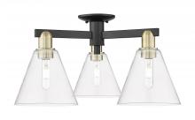 Innovations Lighting 716-3F-BAB-GBC-82 - Berkshire Glass - 3 Light - 26 inch - Black Antique Brass - Semi-Flush Mount