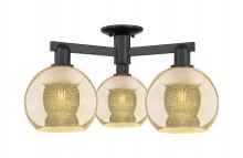 Innovations Lighting 716-3F-BK-G128-8 - Athens - 3 Light - 26 inch - Matte Black - Semi-Flush Mount