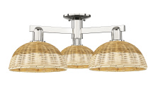 Innovations Lighting 716-3F-PN-NBD2-9-NAT - Bristol Natural II - 3 Light - 27 inch - Polished Nickel - Semi-Flush Mount