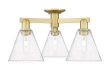 Innovations Lighting 716-3F-SG-GBC-84 - Berkshire Glass - 3 Light - 26 inch - Satin Gold - Semi-Flush Mount