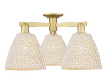 Innovations Lighting 716-3F-SG-NBD-9-NAT - Bristol Natural - 3 Light - 27 inch - Satin Gold - Semi-Flush Mount