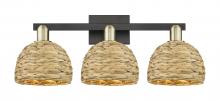Innovations Lighting 716-3W-BAB-RBD-8-NAT - Woven Rattan - 3 Light - 27 inch - Black Antique Brass - Bath Vanity Light