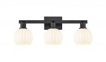Innovations Lighting 716-3W-BK-G1217-6WV - White Venetian - 3 Light - 25 inch - Matte Black - Bath Vanity Light