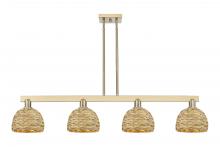 Innovations Lighting 716-4I-CB-RBD-8-NAT - Woven Rattan - 4 Light - 51 inch - Champagne Bronze - Stem hung - Island Light