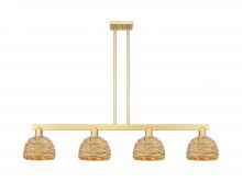 Innovations Lighting 716-4I-SG-RBD-8-NAT - Woven Rattan - 4 Light - 51 inch - Satin Gold - Stem hung - Island Light