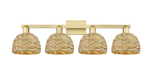 Innovations Lighting 716-4W-SG-RBD-8-NAT - Woven Rattan - 4 Light - 35 inch - Satin Gold - Bath Vanity Light