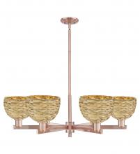 Innovations Lighting 716-6CR-AC-RBD-8-NAT - Woven Rattan - 6 Light - 38 inch - Antique Copper - Stem hung - Chandelier