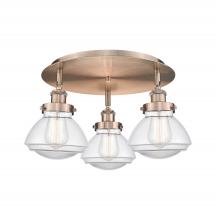 Innovations Lighting 916-3C-AC-G322 - Olean - 3 Light - 19 inch - Antique Copper - Flush Mount