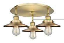Innovations Lighting 916-3C-BB-M4-BB - Edison - 3 Light - 20 inch - Brushed Brass - Flush Mount