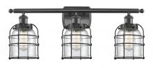 Innovations Lighting 916-3W-BK-G52-CE - Bell Cage - 3 Light - 26 inch - Matte Black - Bath Vanity Light