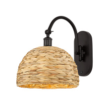 Innovations Lighting 918-1W-OB-RBD-12-NAT - Woven Rattan - 1 Light - 12 inch - Oil Rubbed Bronze - Sconce
