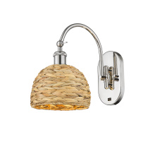 Innovations Lighting 918-1W-PN-RBD-8-NAT - Woven Rattan - 1 Light - 8 inch - Polished Nickel - Sconce